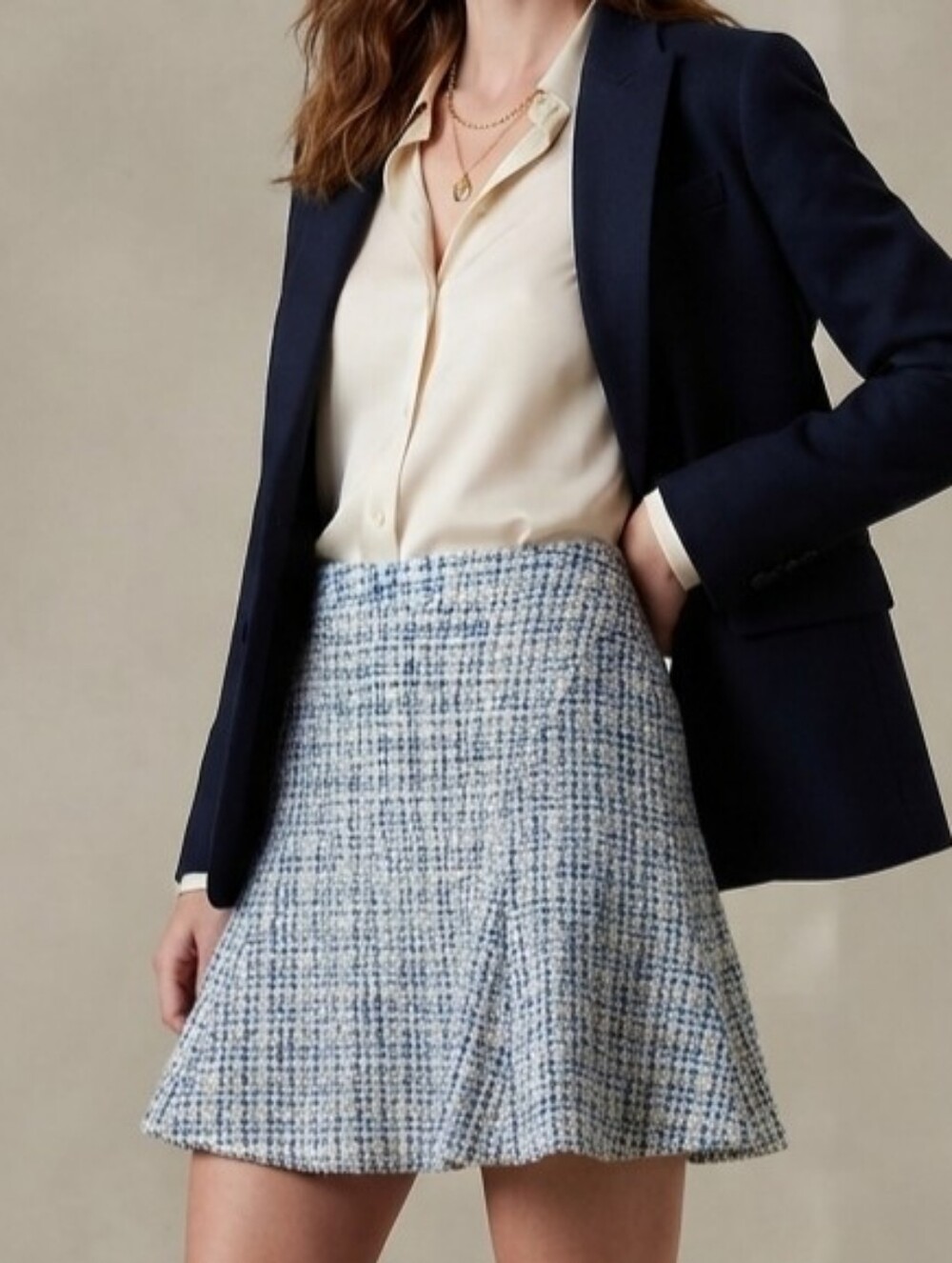 Lilly Pulitzer Blue Tweed A-Line Mini Skirt Size 6 $158
